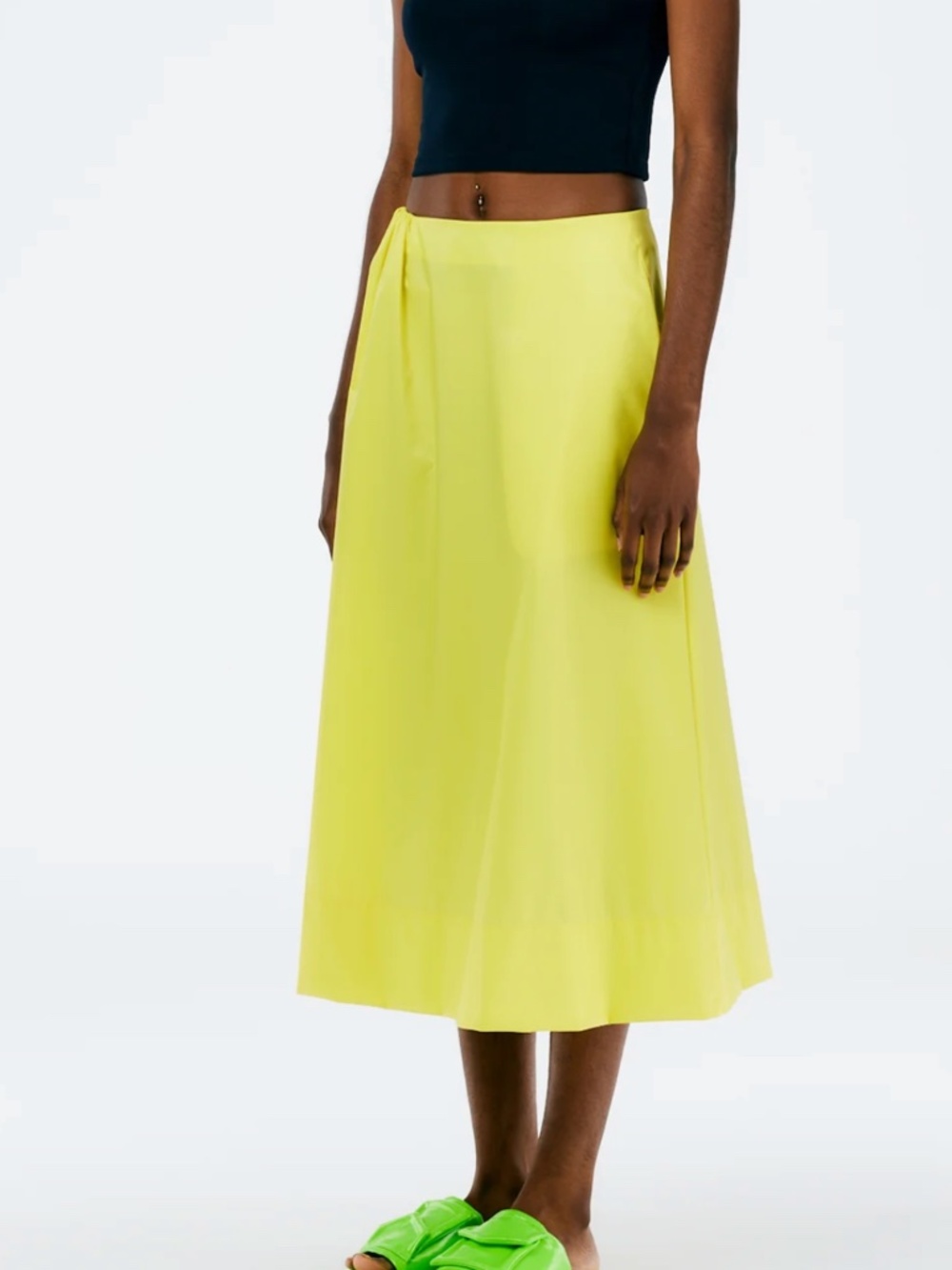Italian Sporty Nylon Side Shirred Circle Skirt